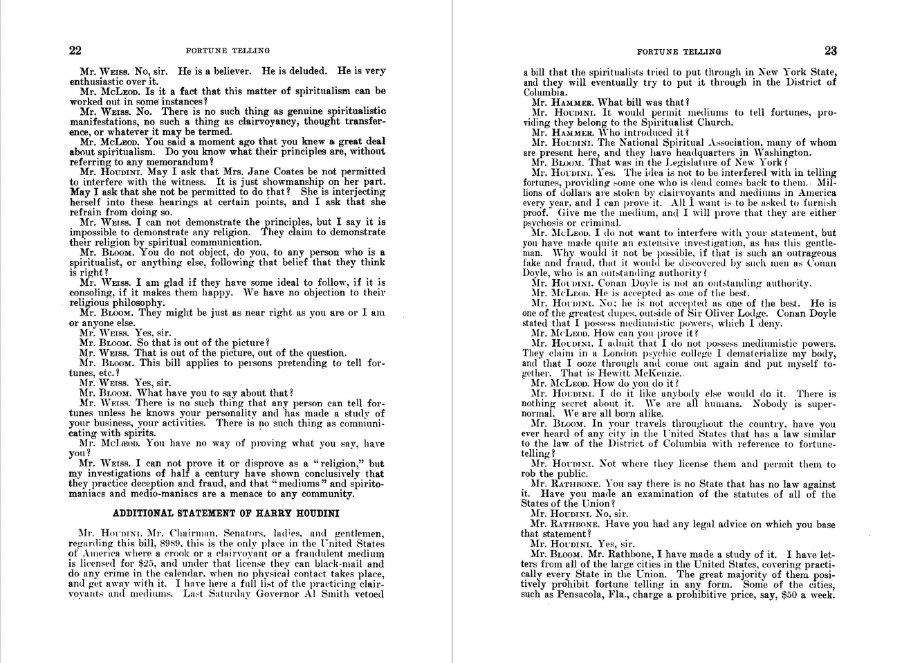 The Houdini Hearings